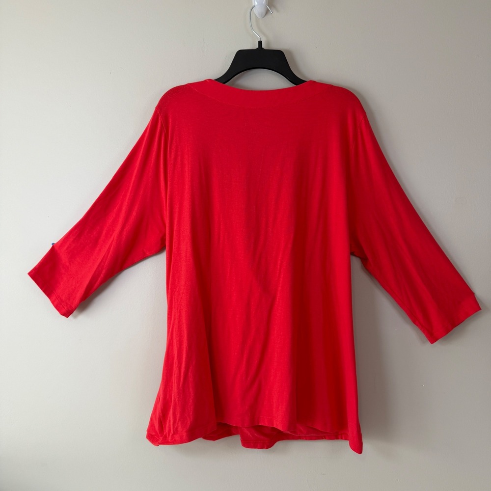 Soft Surroundings (2) Faux Wrap 3X Pima Cotton Modal Ruched 3/4 Sleeve Tops - Picture 3 of 12